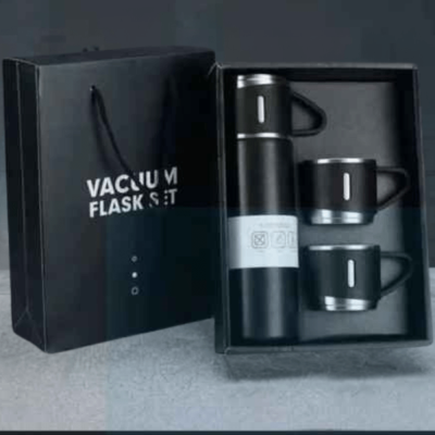 3Pcs Vacuum Flask Set Stainless Steel Drinking Metal Water Thermos Bottle Thermoses with Cup 500ML